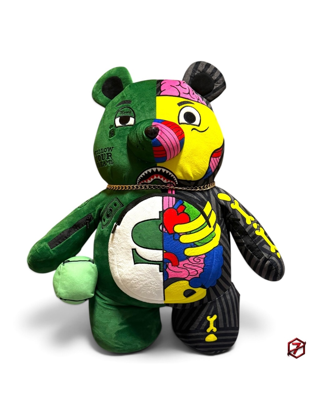 Rare Sprayground Green Money Bear Split DLXSV Limited Edition Plush Backpack NWT